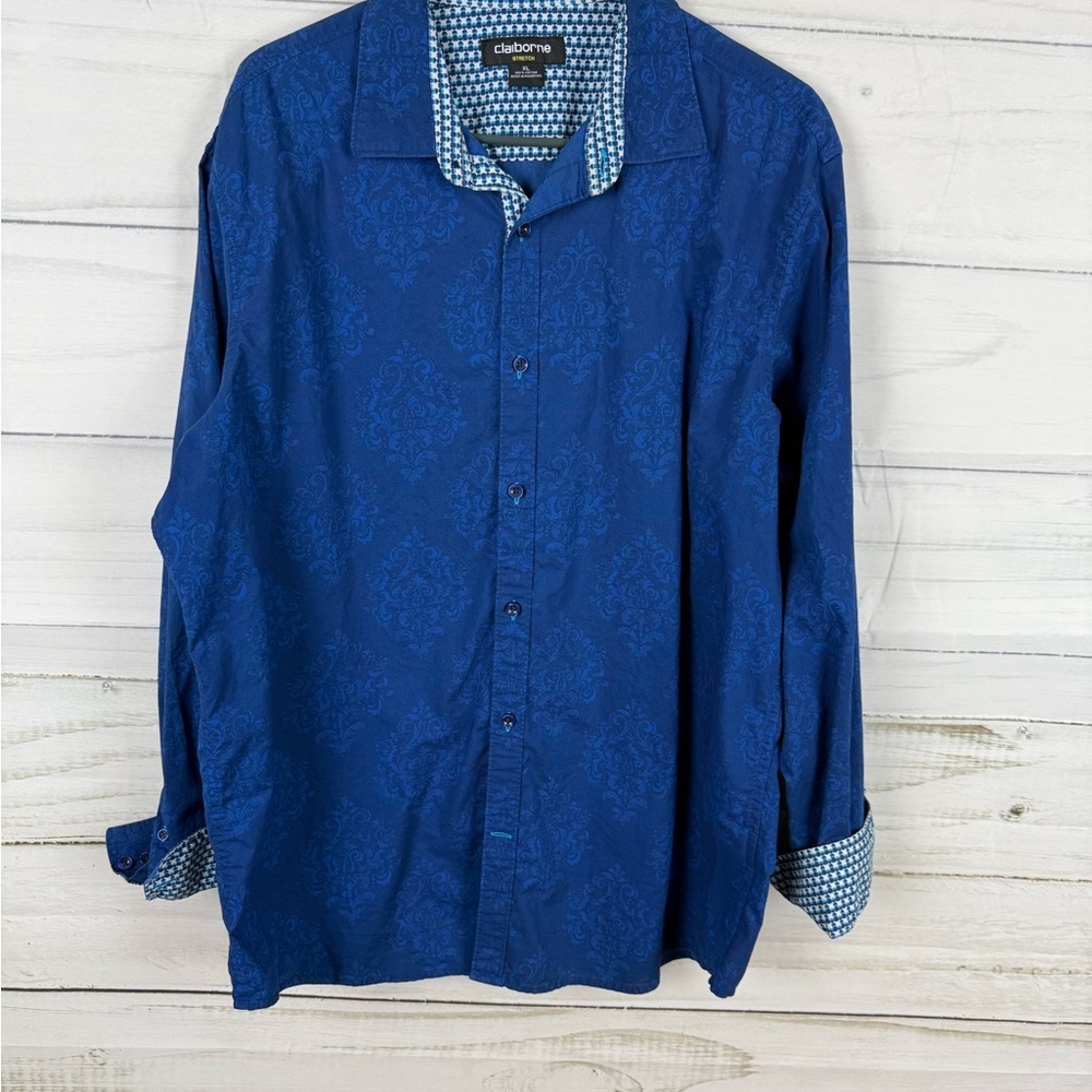 Claiborne Blue Casual Button Down Shirt with Classic Collar